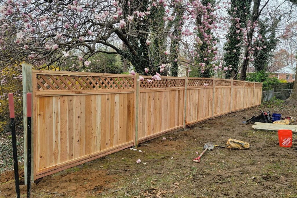 a cedar lattice fence installed in bucks county pennsylvania